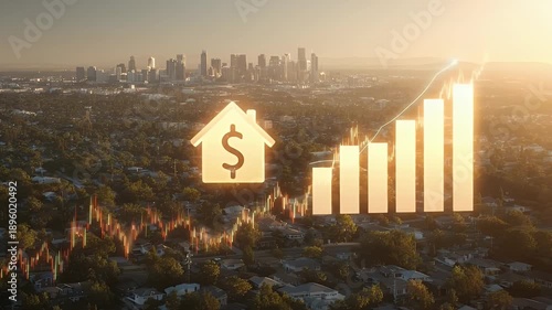 Rising housing market prices in urban cityscape