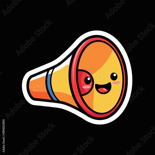 Cute Kawaii Style Megaphone Character Illustration for Engaging Announcements and Happy Communication Designs, Perfect for Modern Graphic Elements