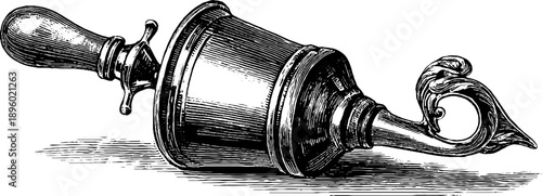 Vintage apothecary utensil with metal scoop - botanical design for engravings