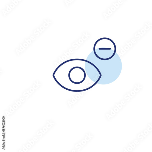 Eye and minus. Vision unavailable, reduce access. Pixel perfect, editable stroke vector icon