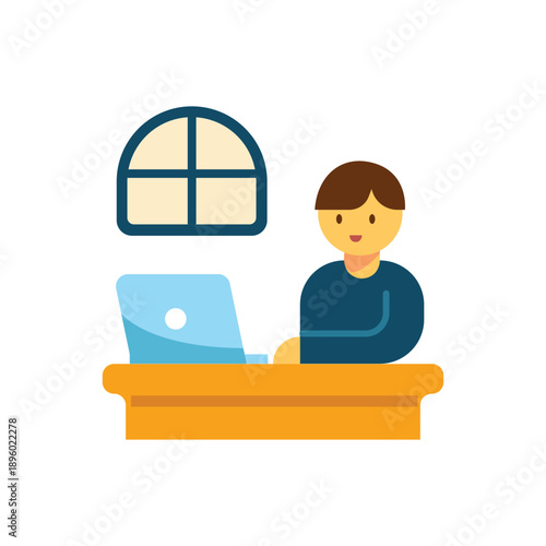 Online Home Schooling Study Illustration – Remote Learning