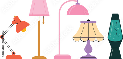 Home Lighting Decor Vector Collection Modern and Retro Lamps