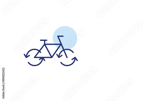 Bicycle and renew arrows. Sustainable transportation, eco-friendly energy sources for mobility. Pixel perfect, editable stroke vector icon