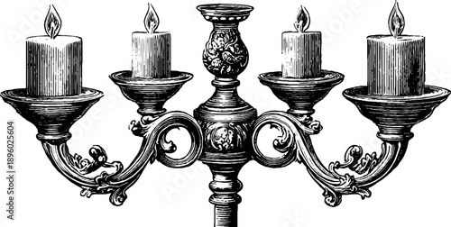 Vintage metal candelabra with botanical motifs - elegant decorative design