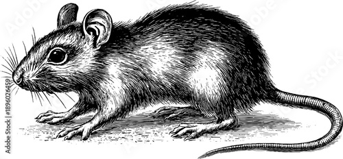 19th century vole study in vintage botanical engraving