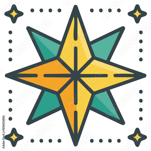 Celestial compass rose star icon for navigation and guidance