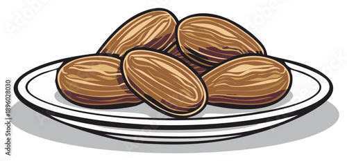 Elegant Plate with Delicious Dates: A Sweet Treat in Warm Brown Hues