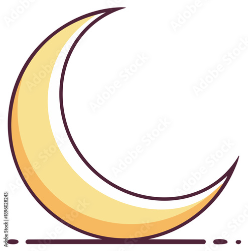 Crescent Moon Shape Icon Celestial Night Sky Starry Design Lunar Phases Graphic Illustration