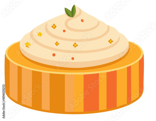 Cartoon Cake with Creamy Frosting and Decorative Sprinkles, Delicious Food Dessert