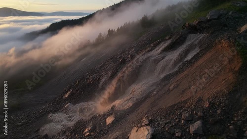 water flowing over rocks in the mountains