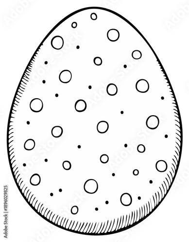 Easter egg with dots and circles pattern in doodle style for holiday decoration and coloring book pages