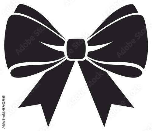 Elegant black decorative bowknot design element for gifts holidays and celebrations