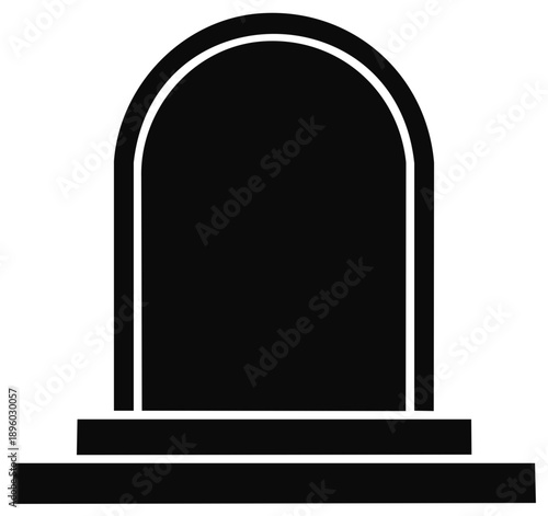 Grave Marker Silhouette with Rounded Top Edge Memorial Stone Tombstone Outline