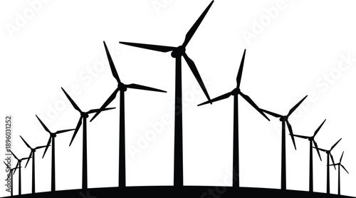 wind turbine silhouette illustration representing renewable energy, clean power generation, sustainable electricity, green technology concept, environmental protection, eco friendly energy 