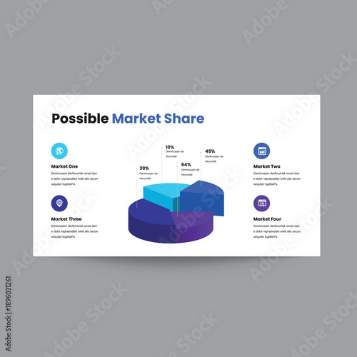 Possible Market Share Slide Presentation Template with Business Growth Analysis Design