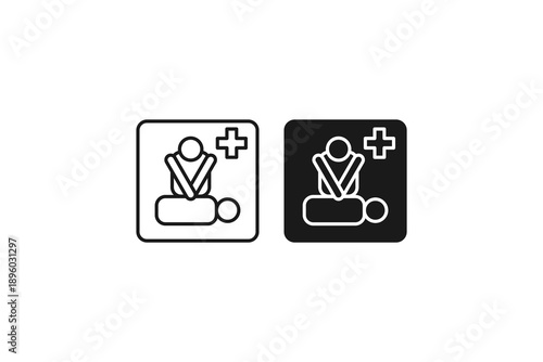solid and outline icon of cpr medical emergency