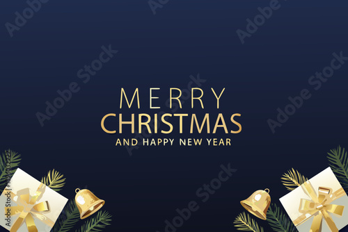 Festive christmas greeting with golden text gifts and decorative elements