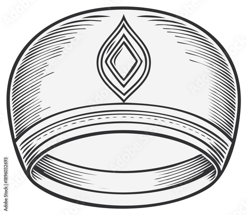 Hand-drawn Sketch of Crown with Diamond Shape: Royal Symbol for Print and Design