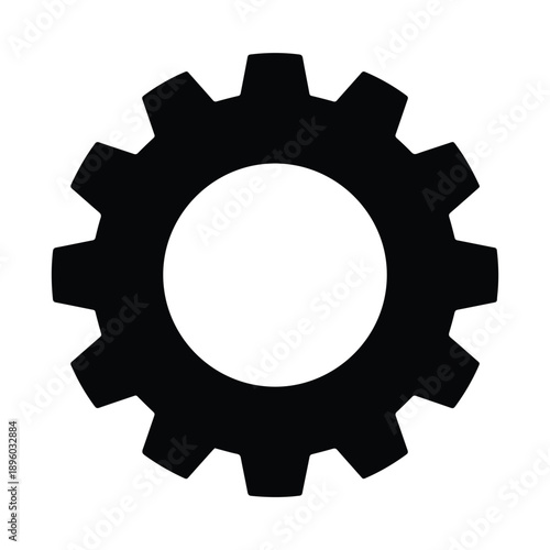 Black silhouette of a single gear cogwheel, a fundamental component in machinery and mechanical systems.