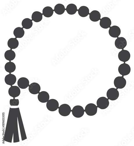 A simple prayer bead mala with a tassel symbol for meditation and spirituality