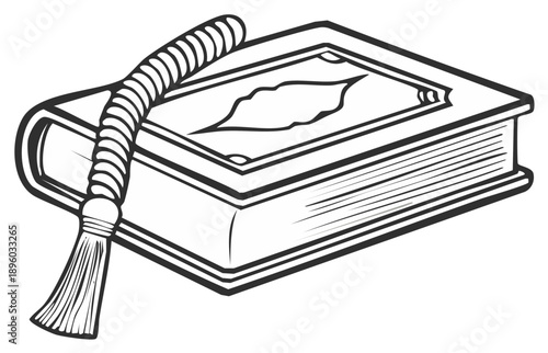Illustrated Islamic Holy Book and Prayer Beads with Tassel