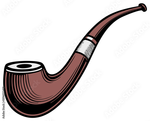 Illustration of a classic tobacco smoking pipe with brown and white accents