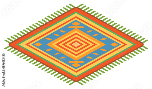 Colorful geometric patterned rug design in vector format