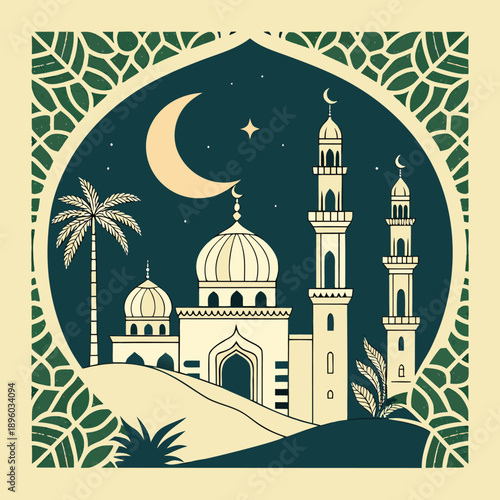 Eid Mubarak Festival Greeting Background Design Template