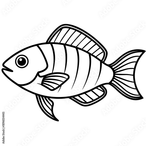 Electric Blue Acara line art vector