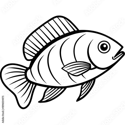 Electric Blue Acara line art vector