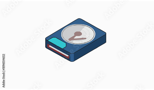 Isometric Hard Disk Drive Data Storage Vector Icon