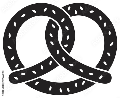 A classic twisted pretzel icon with salt sprinkles representing a popular traditional baked snack