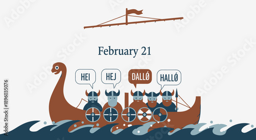 Viking Greeting on Water Illustration.