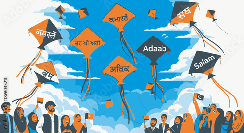 People flying colorful kites in the sky.