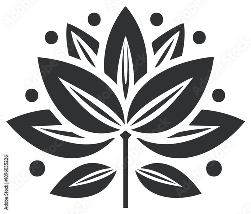 Elegant Floral Motif Design with Bold Graphic Style for Decorative Elements and Spiritual Art