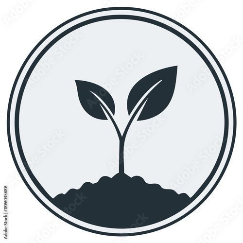 Green Seedling Growing From Earth Symbol: New Growth and Hope in Circle