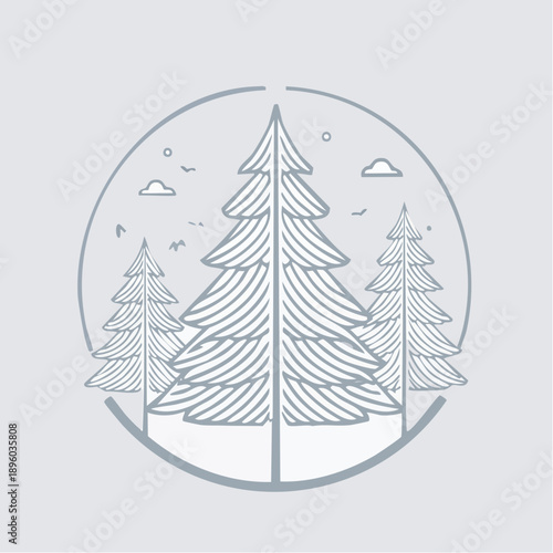 Nature Trees in Summer, Autumn, and Line Art Styles