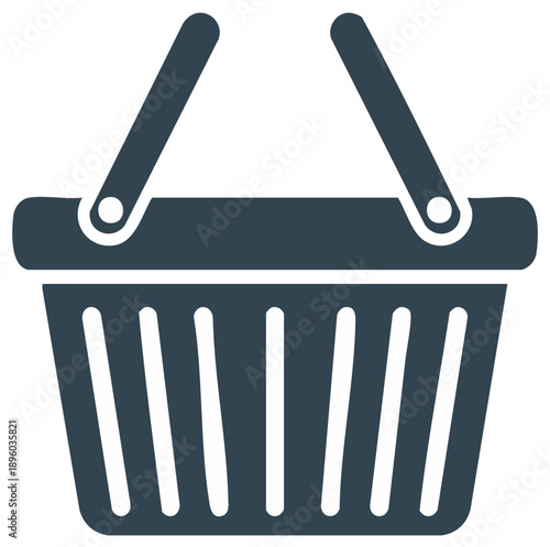 Dark gray shopping basket icon for e-commerce and retail purchase concept