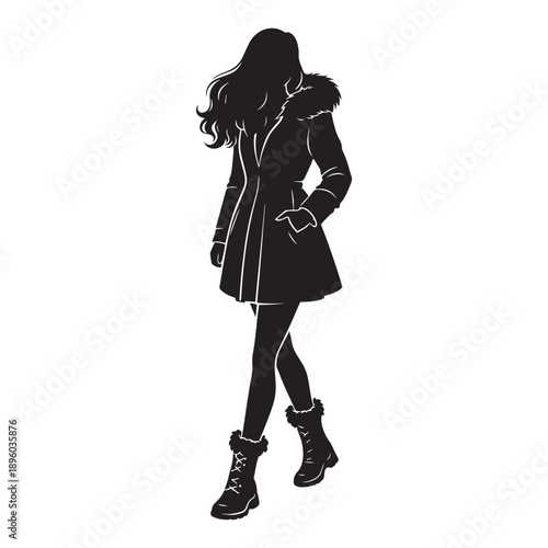 Winter Woman Silhouette
Stylish Female Coat Silhouette
Fashion Woman in Winter Outfit Silhouette