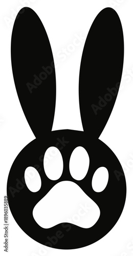 Animal Paw Print with Rabbit Ears Abstract Graphic