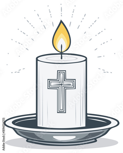 Candlelight faith symbol glows in decorative holder spiritual illustration