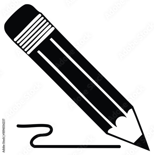 Black pencil drawing a simple line creating a doodle on a white background a simple artistic tool