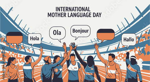 International Mother Language Day celebration with diverse people.
