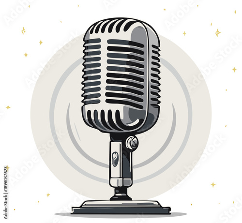 Vintage Microphone Broadcasting Sound Retro Style Classic Voice Recording Equipment