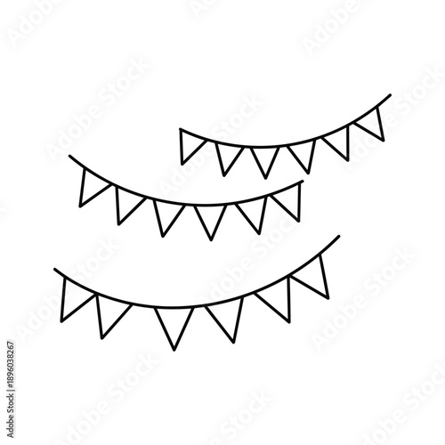 Black bunting flags on string