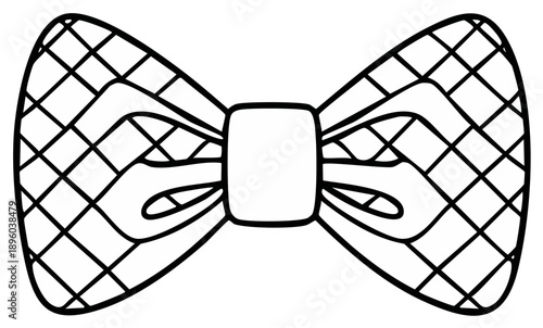 Black and white outline of a bow tie with a checkered pattern