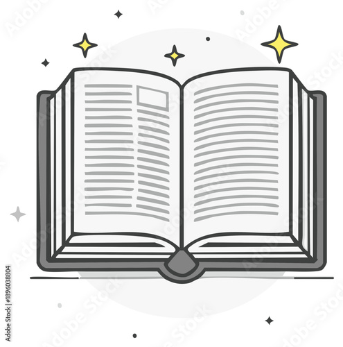 Open Book with Sparkling Stars Education Learning Knowledge Wisdom Reading Story