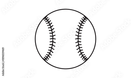 Simple black and white outline of a baseball on a white background.