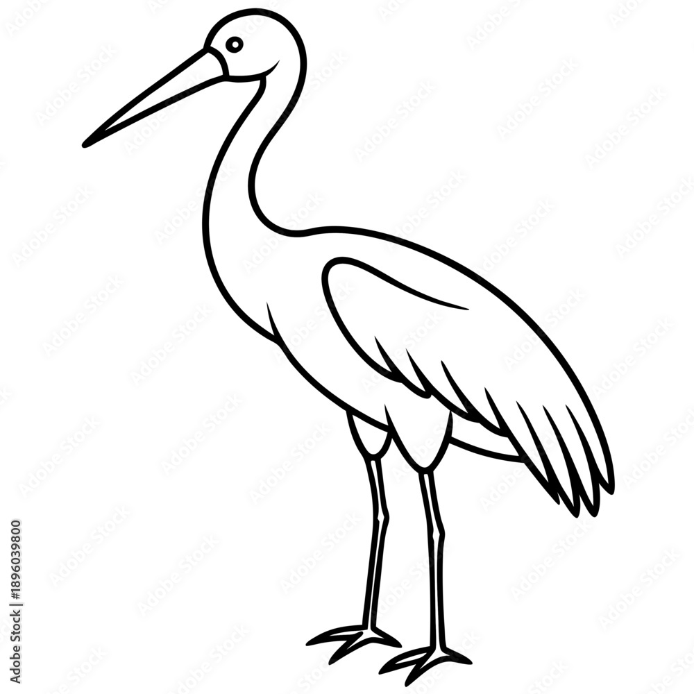 Fototapeta premium Stork line art vector