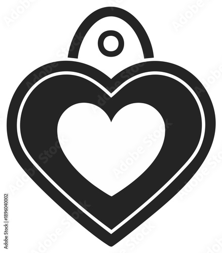 Black heart shape with a smaller heart and loop